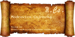 Modrovics Csinszka névjegykártya